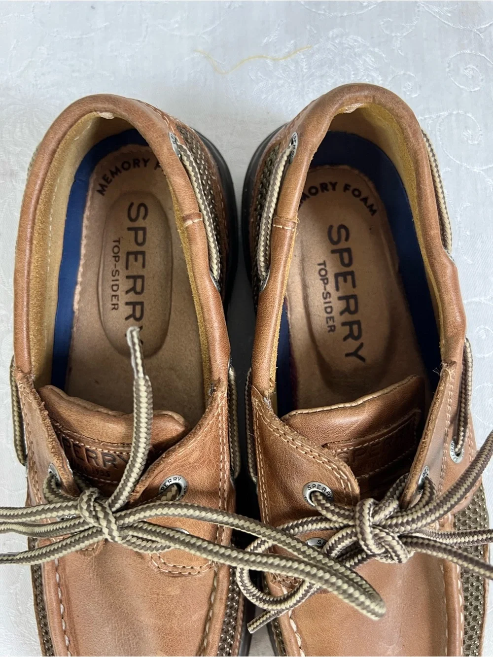 Sperry Men’s Deck Boat Shoes Brown Leather Lace Up 8👍
